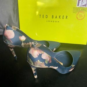 Ted Baker Navy Floral Heels Size 6